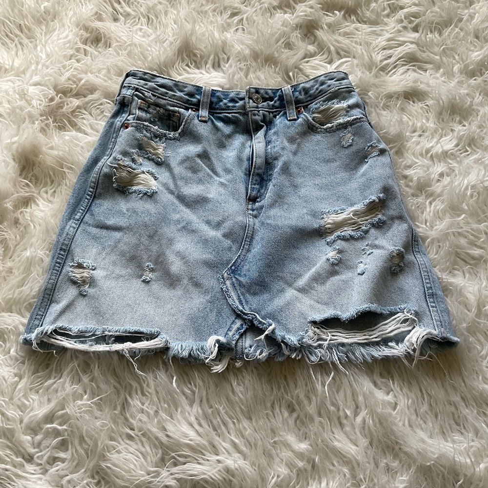 Abercrombie Zoe Natural Rise Vintage A-Line Distressed‎ Skirt